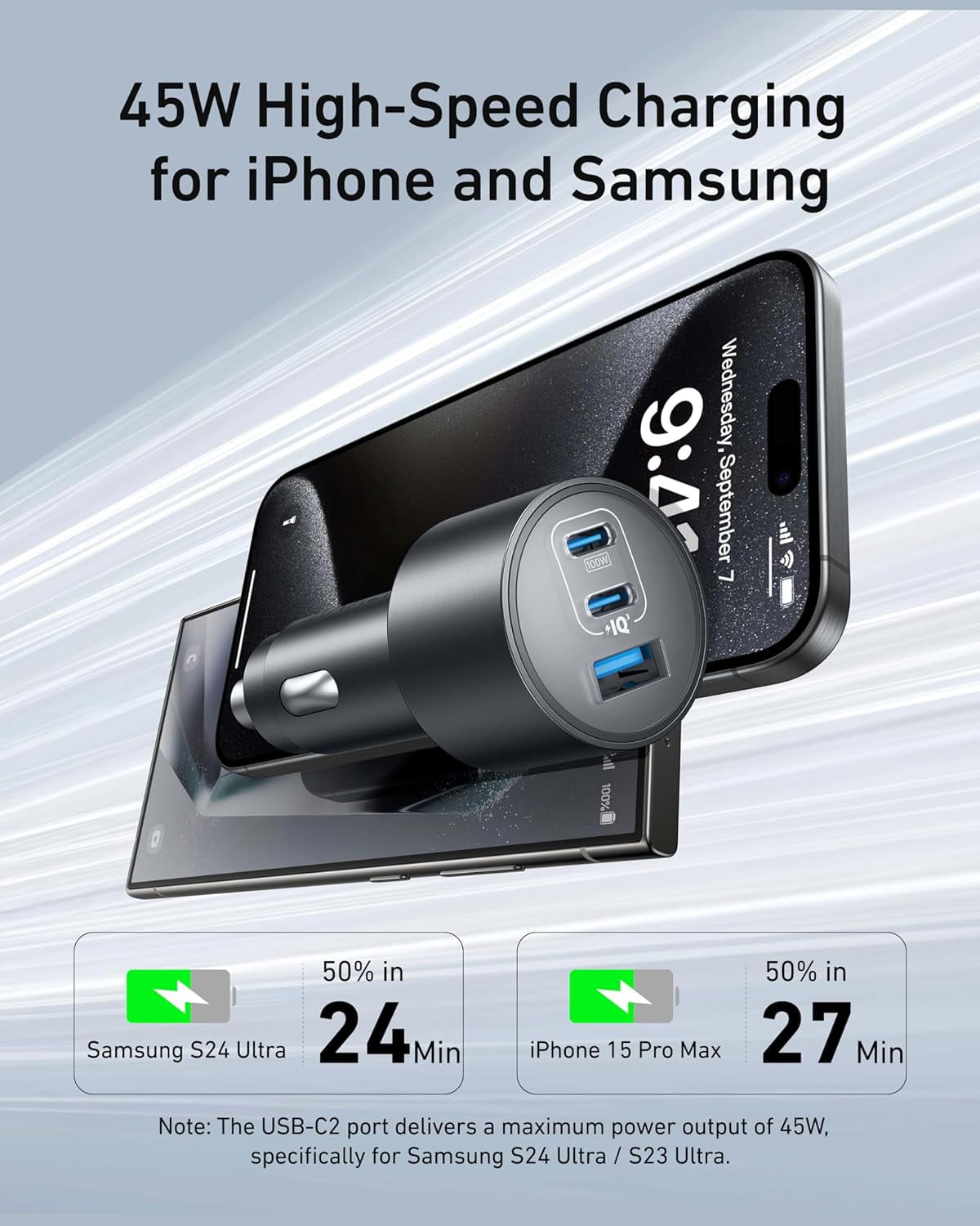 Anker USB-C Car Charger, 167.5W Max 3-Port Ultra-Compact Type-C Fast Car Charger