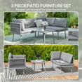 thumbnail image 3 of CoSoTower Ensemble de Mobilier d'Extérieur 3 Pcs, Ensemble de Conversation pour Patio en Osier en Forme de L avec Coussins, Table en Acier, Gris, 3 of 7