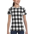 thumbnail image 4 of Honeii Black White Plaid Print Kids Boy T-Shirt,Breathable Round Neck Tee,Stylish Summer Tee for Boys, for Outdoor Activities and Casual Wear, 4 of 7