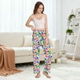 thumbnail image 5 of Dailycode Women's Pajama Pants Wide Leg Lounge Pj Bottoms With Pockets Colorful Little Flowers and Leaves, 5 of 7