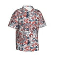thumbnail image 2 of Hawaiian Shirt For Men, Paisley Design Red Mens Button Down Short Sleeve Shirt, Summer Beach Shirts For Men, 2 of 2
