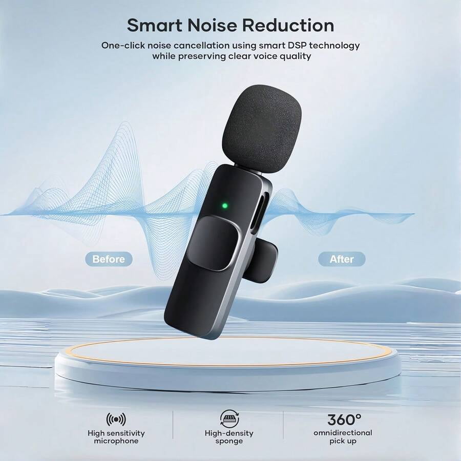 Wireless Lavalier Microphone Plug & PLAY for iphone , Clip-On Lapel Mini lightning Mic for Video Interviews Vlogs Gaming Live Streaming Recording
