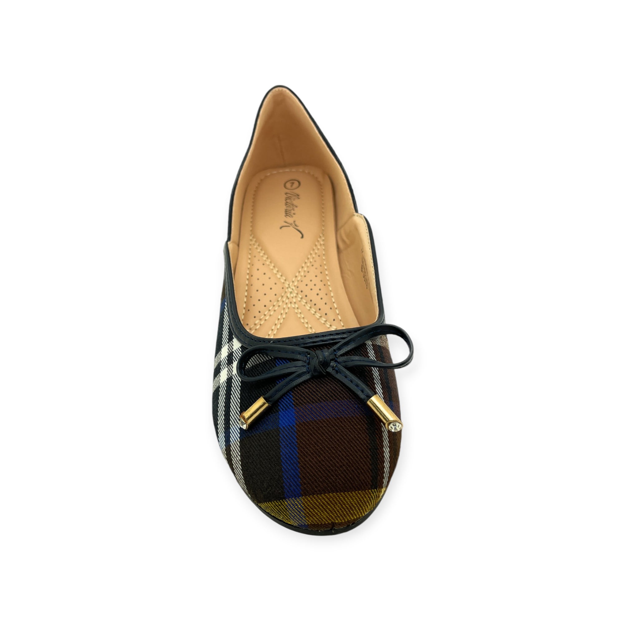 Victoria K Women's Ruffle With Gold Studs Ballerina Flats