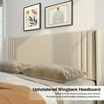 thumbnail image 5 of Full Size Platform Bed Frame, Upholstered with Wingback Headboard – Sturdy Metal Frame, Modern Beige Finish, 5 of 8