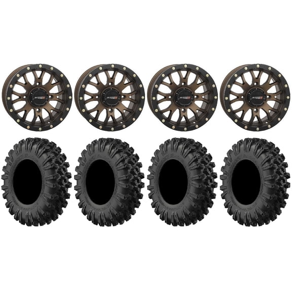 System 3 ST-3 Bronze 14" Wheels 30" MotoRavage XL Tires Sportsman 550 850 1000