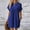 Blue, variant on BRGZLK Women's Casual T-Shirt Dresses Rolled Up Short Sleeve Shift Wrinkle-Resistant Loose Fit Solid Color Knee Length Round Neck Dresses with Pockets Blue L