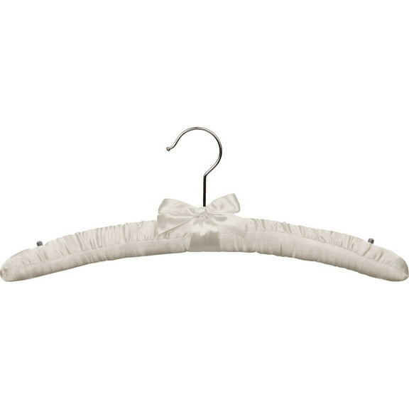 The Great American Hanger Company Ivory Satin Top Hanger, Box of 24 Padded Wood Hangers with Chrome Swivel Hook & Studs for Shoulder Straps