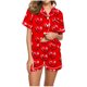 thumbnail image 2 of Conjunto de Verano para las Mujeres Día de San Valentín Amor Impreso Cuello de Manga Corta con Pantalones Cortos, Poliéster Ligero para el Uso Informal, 2 of 9