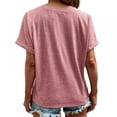 thumbnail image 4 of Baywell Women's Short Sleeve V-Neck Button Loose Casual Tops Blouse Henley T Shirts Pink S-3XL, 4 of 5