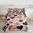 thumbnail image 2 of Feelyou Buffalo Love Heart Full Size Comforter Sets, Dreamy Cartoon Bedding Comforter Set, Modern Fashion Stripes Reversible Bedding Sets, Microfiber Bedroom Decor, 3pcs, 2 of 8
