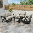 thumbnail image 2 of EAGLE PEAK Urban Slate 4 Piece Modern Outdoor Patio Furniture Set, Couch, Swivel Rocking Chairs, and Coffee Table, Black/Beige, 2 of 9