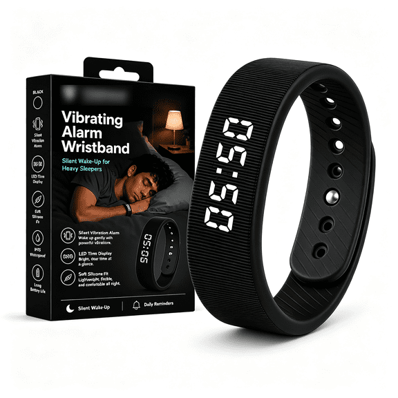 DESIGNICE Vibrating Alarm Wristband Clock for Heavy Sleepers Wake Band Wrist Watch Silent Vibration Bracelet Loud Adults Strike Deaf People Despertar with That Won’T Partner Extremely Deep