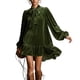thumbnail image 3 of TaTaai Vintage Velvet Dress for Women, Stand Collar Puff Sleeve Elegant Gown, Loose Ruffle Hem Shift Dress, Perfect for Christmas and Winter Parties Gift, 3 of 9