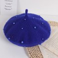 thumbnail image 2 of Baby Wool Beret Hat Pearl Plush Solid Color Cute Beret for Birthday Festival, 2 of 2