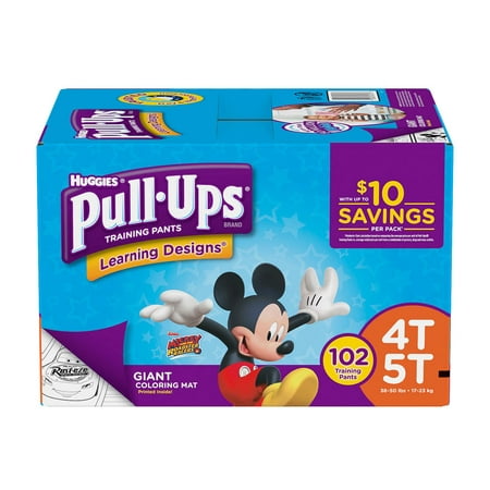 Huggies Pull-ups Training Pants for Boys Size 4T/5T Boys ( Weight 102 ct.) - Bulk Qty, Free Shipping - Comfortable, Soft, No leaking & Good nite Training