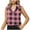 Pink, variant on QUNYINEY Collared Button Down Shirts for Women Plaid Casual Sleeveless Tops Loose Shirts