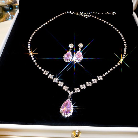 DESIGNICE Bride Silver Bridal Necklace Earrings Set Crystal Wedding Jewelry Set Rhinestone Choker Necklace for Women (Set of 3)
