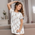 thumbnail image 3 of Yiaed Leopard Print Print Women's Loose-Fit Short Sleeve Nightgown, Soft and Comfortable Sleep Dress for Relaxation and Sleepwear, 3 of 6