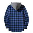 thumbnail image 3 of DENGDENG Mens Lightweight Flannel Shirts Fall Plaid Button Down Hoodie Shirts Casual Warm Hooded Long Sleeve Jackets with Pocket Blue XXL, 3 of 4