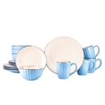 thumbnail image 4 of HomeVss, Osita Strip Stoneware 16pc Dinnerware Set, Blue, 4 of 4