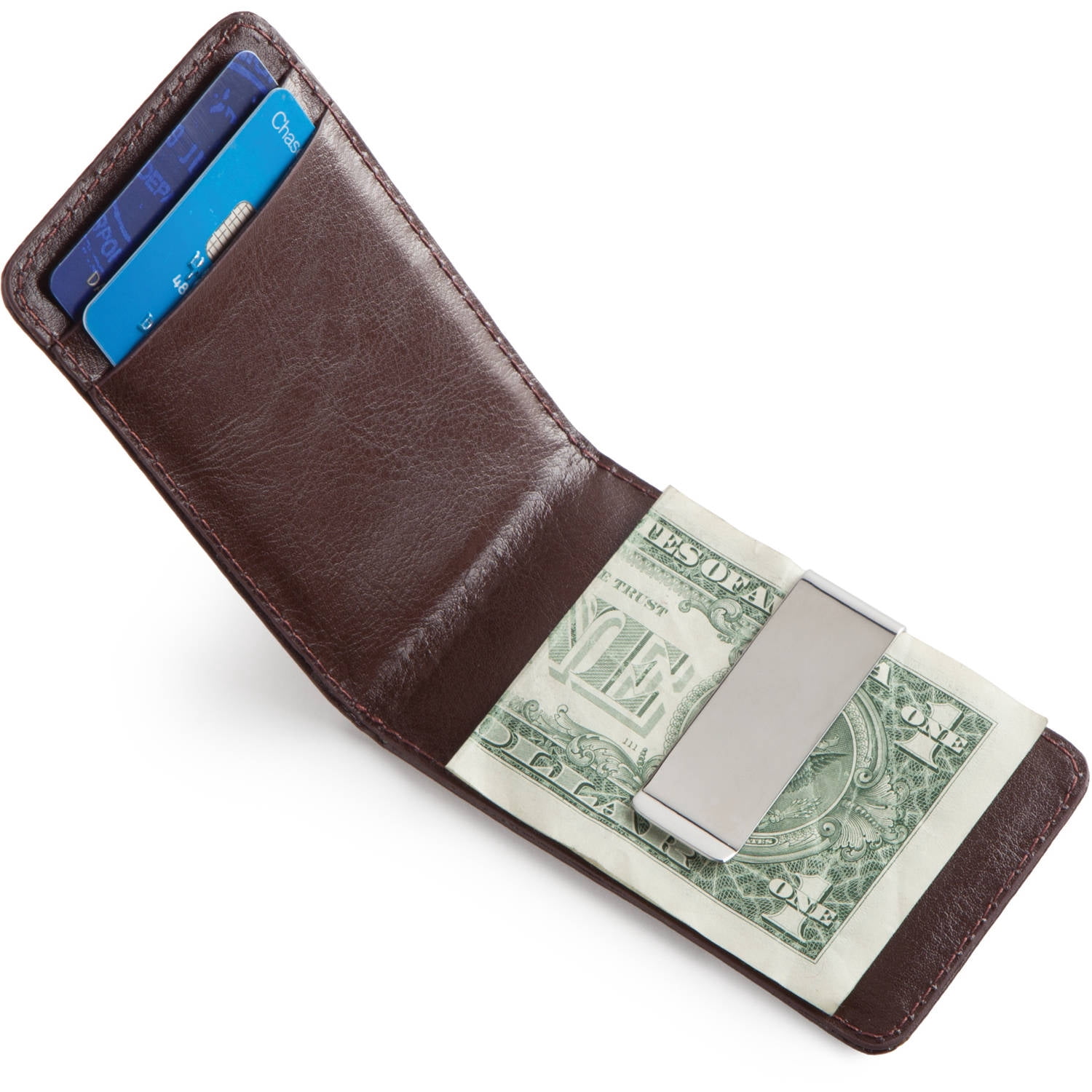Personalized Leather Billfold Case with Money Clip