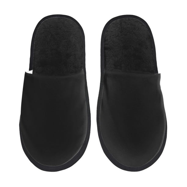 Balery Black Pantuflas de Casa de Felpa Silenciosas con Diseño Estampado, Zapatillas Cómodas Antideslizantes de Algodón para Interior-Large