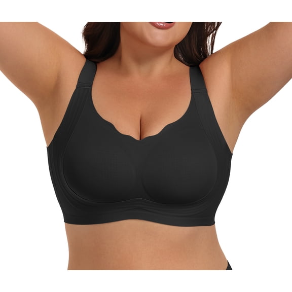 Qylux Womens Wireless Jelly Bra Plus Size Supportive Seamless Bras Full Coverage Push Up Comfortable No Underwire Tshirt Bras