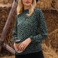 thumbnail image 5 of Women's Polka Dot Leopard Blouses Dressy Long Sleeve Mock Neck Shirt Tops Loose Fit Elegant Work Office Tshirts Top, 5 of 5