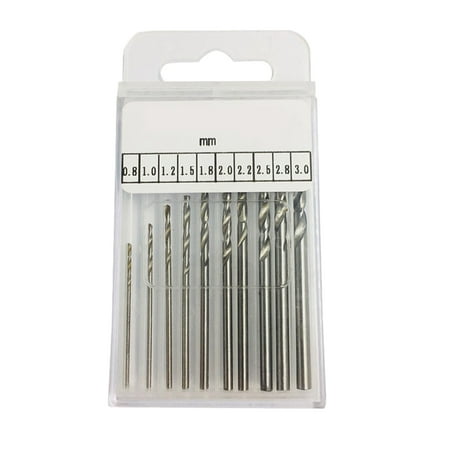 

10Pc 0.8-3.0mm Electric Grinding Bits Precision Hand Drill Bits Set Rotary Tools for Carving (Silver)