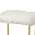 thumbnail image 4 of Bowery Hill White Faux Fur Upholstered and Gold Finished Metal Ottoman, 4 of 9