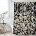 thumbnail image 4 of River Stone Bathroom Shower Curtains with 12 Hooks Waterproof Shower Curtain for Stalls and Bathtubs Nature Farmhouse Beige Brown Stacked Rocks Decorative Bathroom Privacy Curtain 72x84 Inches, 4 of 9