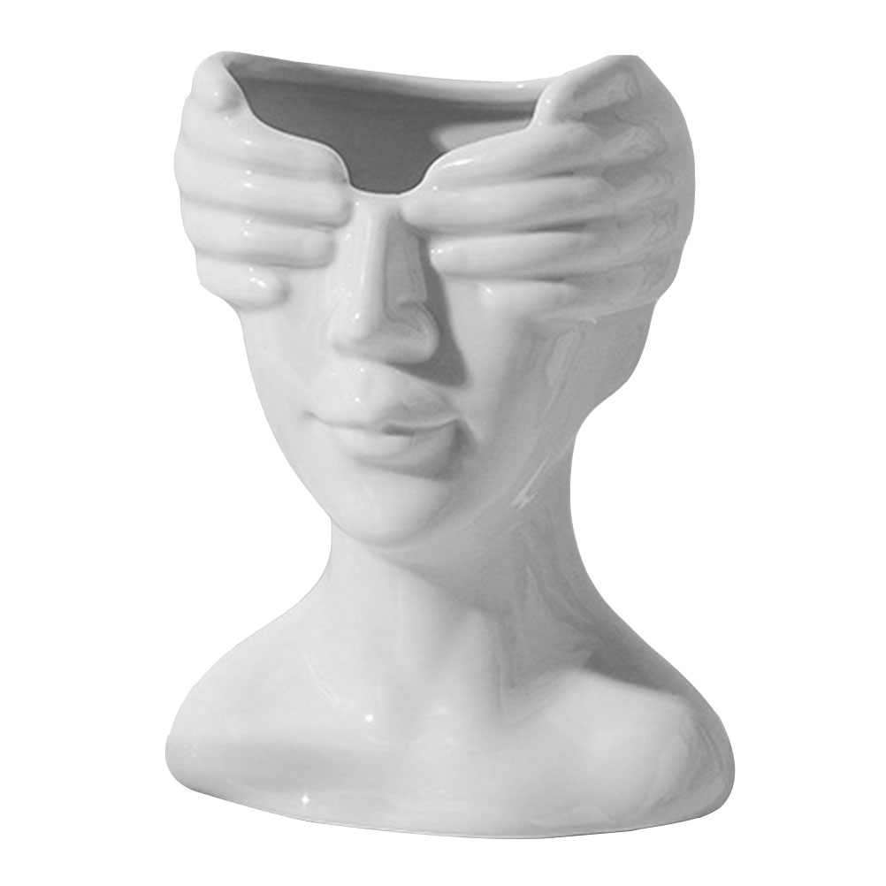 Vase Flower Face Planter Sculpture Pot Head Statue Female Pots Ceramic