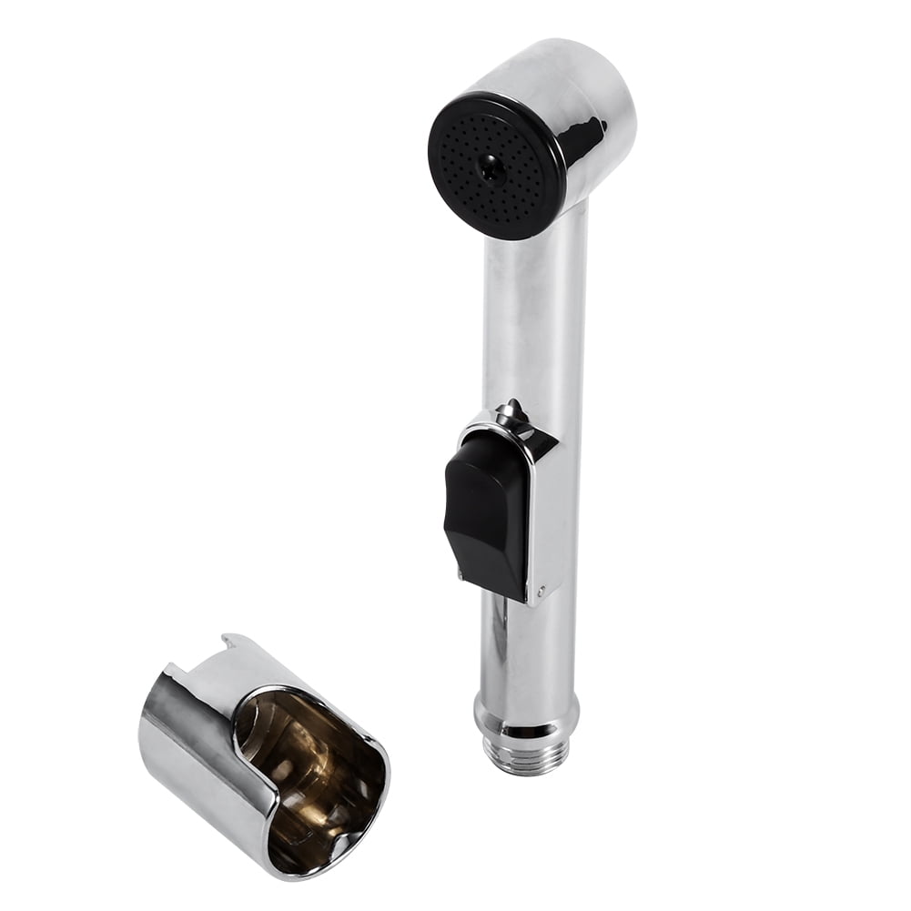 NFTIGB Home Bathroom Handheld Portable Chrome Plated ABS Shattaf Toilet Bidet Shower Spray for Feminine & Personal Hygiene, Silver & Black, 7.1 inches