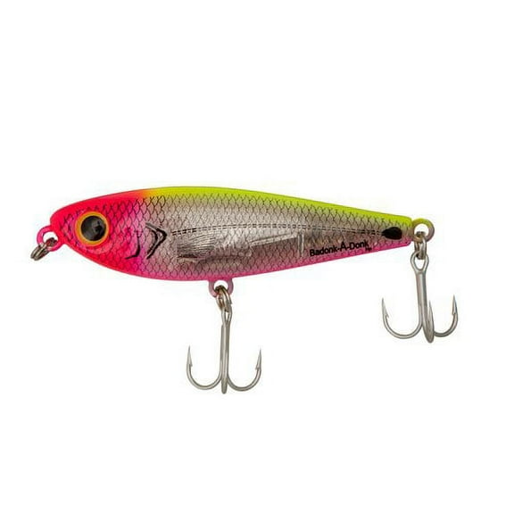 Bomber Badonk-A-Donk High Pitch Hard Baits 3 1/2" Silv Flsh Pink Head Chrt 1/2 oz.