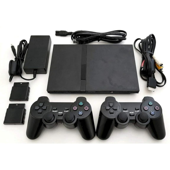 Sony PS2 SLIM Game System Gaming Console with 2 WIRELESS CONTROLLERS PLAYSTATION-2