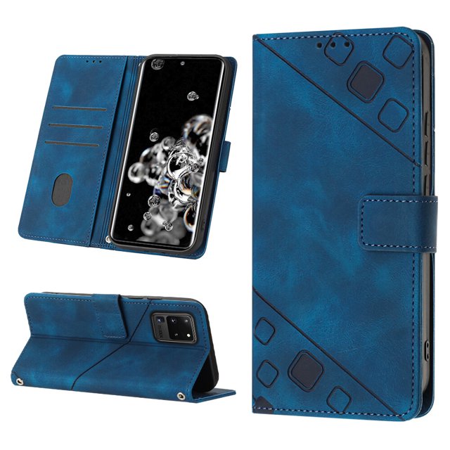 Compatible with Samsung Galaxy S20 Ultra 5G Classic Embossed PU Leather Case with Card Holder Shockproof Cover