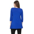 thumbnail image 4 of Women's Solid Basic Casual Side Button Trim Round Neck Blouse Shirt Tunic Top, 4 of 5