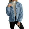 thumbnail image 1 of Breezora Women's Reversible Fleece Coat Winter Warm Stand Collar Button Down Twisted Design Jacket S Size Blue, 1 of 9
