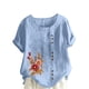 thumbnail image 1 of Camisetas de Manga Corta para las Mujeres Impreso Botón de Manga Corta Camiseta Blusa Poliéster, Ropa Casual Mirar Superior para las Mujeres, 1 of 4