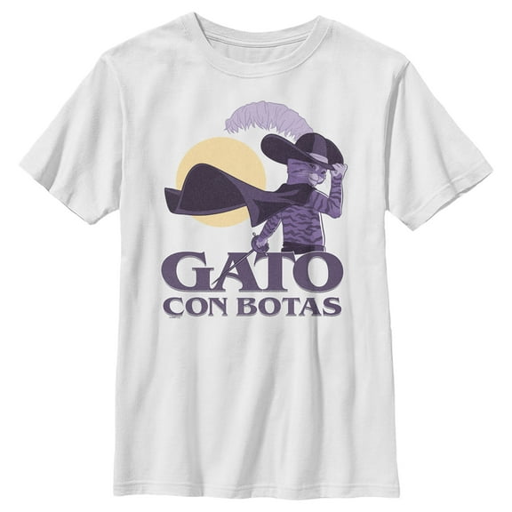 Boy's Puss in Boots: The Last Wish Gato Con Botas Graphic Tee White Medium