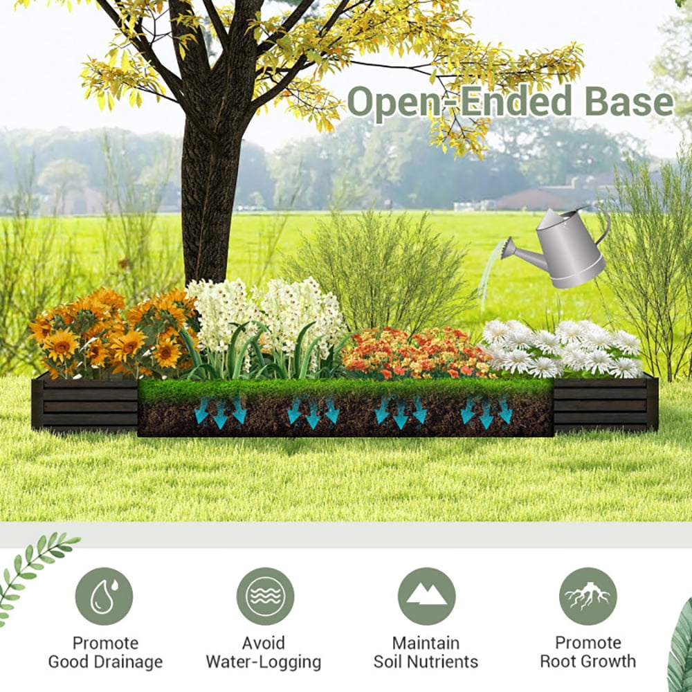 GVN Large Outdoor Metal Planter Box for Vegetable Fruit Herb Flower-Coffee, Outdoor Wooden Elevated Raised Garden Bed for Patio or Yard Gardening