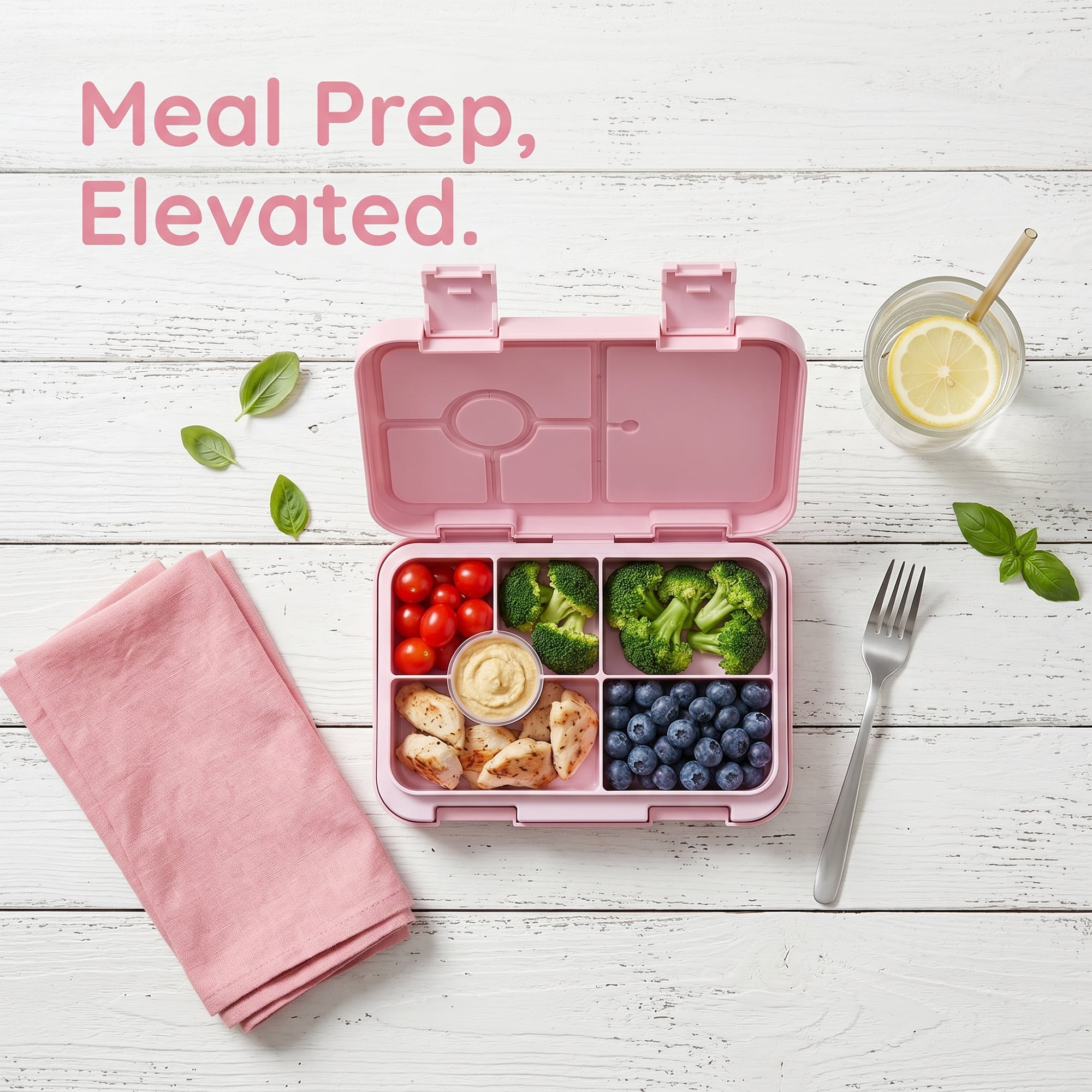 Unique Bargains PP Material Heat Resistant Meal Lunch Bento Box Pink