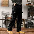 thumbnail image 5 of Pantalones Cargo Negros para Hombre, Pantalones para Hombre, Ropa de Trabajo, Anchos, Ajuste Regular, Diseñador, Talla Grande, Calle, con Estilo Coreano, Nailon Emo, Nuevos, 5 of 5