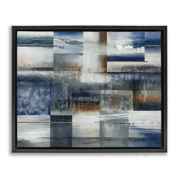 Stupell Industries Nautical & Nature Collage Abstract Painting Black Floater Framed Canvas Art Print Wall Art, 21 x 17