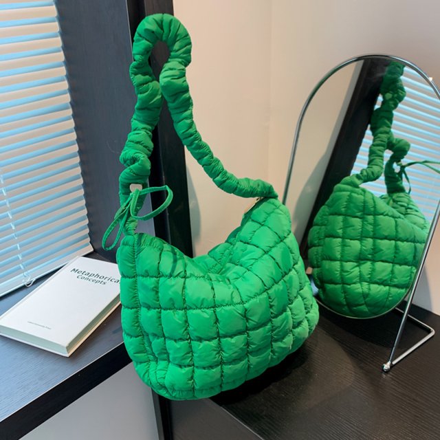 Bolsas De Hombro Bolso Bandolera Para Mujer, Bolso De Mano De Algodón Acolchado A Cuadros Para Mujer, Bolso De Mano