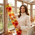 thumbnail image 6 of FeiFu Artificial Autumn Maple Leaf Vine Garland Fall Hanging Decor with Pumpkin for Thanksgiving Home Wall Door Fireplace Decoration, Guirnalda de Otoño Artificial, 6 of 6
