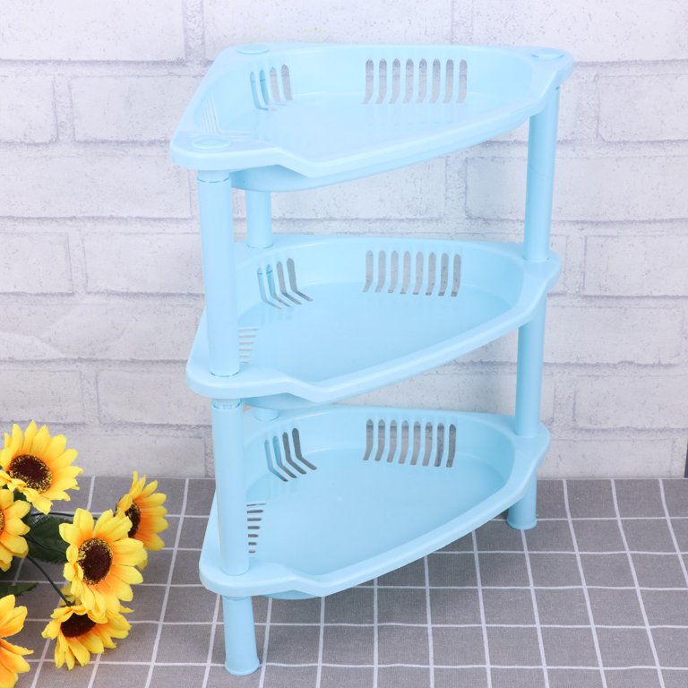 3 Layer Plastic Small Storage Shelves Basket Corner Shelf Cosmetics  Organizer Desk Stand Rack for Bathroom Home Household Kitchen