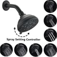 thumbnail image 4 of JERFIT 6-Spray High Pressure Matte Black Shower Head, 4 Inch ABS Rainfall Showerhead with Angle-Adjustable Mount, Clog-Resistant, Easy Installation, 4 of 7