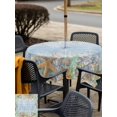 thumbnail image 5 of Outdoor Tablecloth with Umbrella Hole for Patio/Picnic/Party/Camping, Summer Beach Starfish Waterproof Table Cloth Square Cover Washable, Blue Coastal Ocean Conch Wood Grain (60"x 60"), 5 of 9