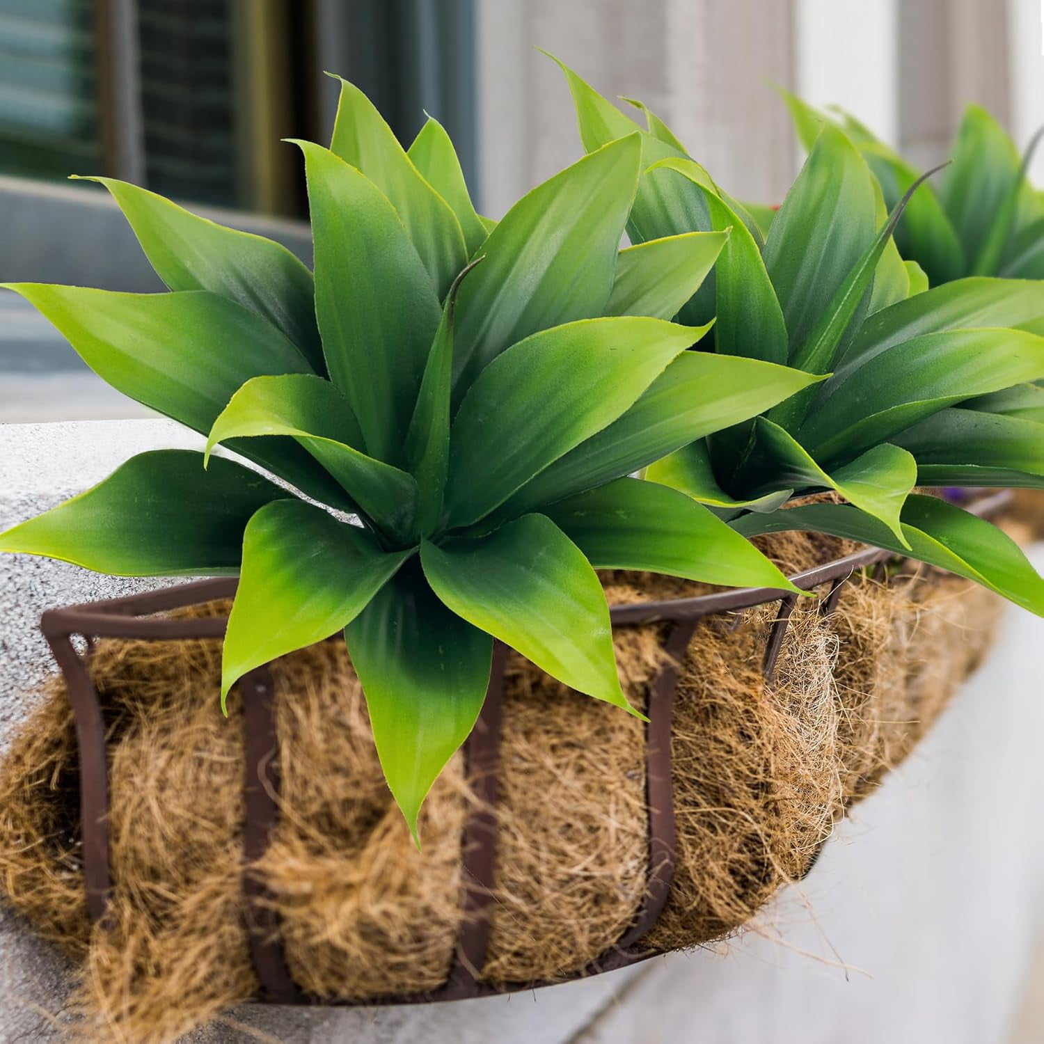 Fake Plants Artificial Agave Plants 13.8" Large UV Resistant Fake Agave Planters for Indoor and Outdoor Decorating Tropical Plant Succulents Greenery Indoor Decor(2Pack, Purple